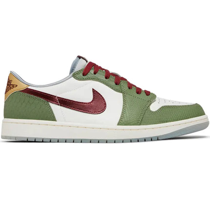 Nike Air Jordan 1 Retro Low Year of the Dragon with off-white leather upper and dark crimson accents