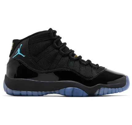 Jordan 11 Retro Gamma Blue GS black patent high top sneaker