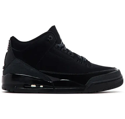 Black Air Jordan 3 Retro Black Cat sneaker featuring a sleek monochromatic design