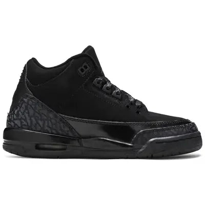 Black Air Jordan 3 sneaker in patent leather and suede, Retro Black Cat style