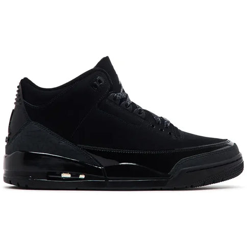 Black Air Jordan 3 Retro Black Cat sneaker featuring a sleek monochromatic design