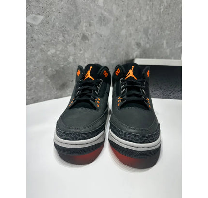 Black and orange Air Jordan 3 sneakers from NO LID Jordan 3 Retro Fear Pack originally released alongside