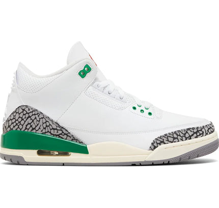 White and green women’s Air Jordan 3 featuring Tinker Hatfield’s iconic elephant print