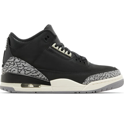 Black Nubuck upper women’s Air Jordan 3 Retro Off Noir with grey elephant print detailing