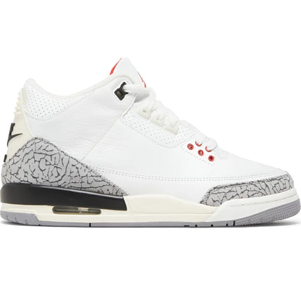 White Air Jordan 3 Retro White Cement Reimagined with grey elephant print and red accents