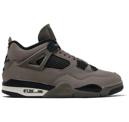 Taupe and black Air Jordan 4 Retro Cave Stone sneaker displayed for stylish urban wear