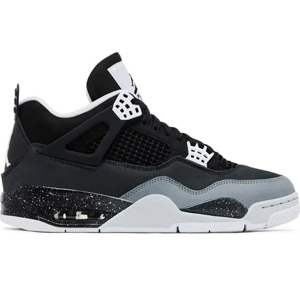 Black, grey and white Air Jordan 4 Retro Fear with speckled midsole detailing