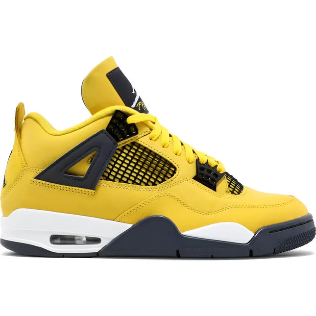 Air Jordan 4 Retro Lightning 2021 sneaker in yellow and black, highly coveted colorway