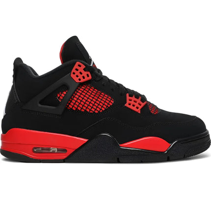 Black and red Air Jordan 4 Retro Red Thunder features familiar color blocking design