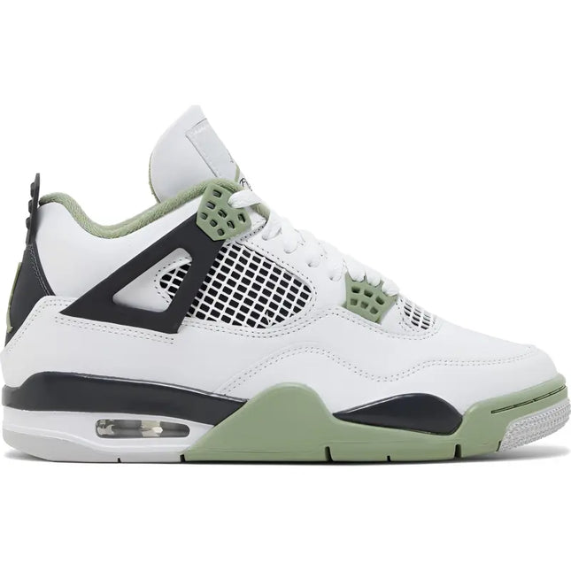 White, black and sage green Air Jordan 4 Retro Seafoam combines OG-inspired color blocking