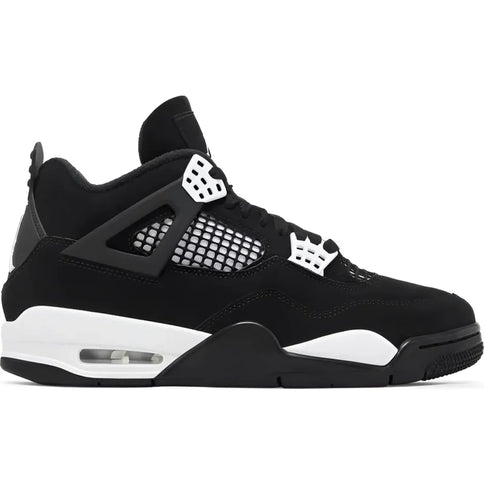 Black and white Air Jordan 4 sneaker from Retro White Thunder collection