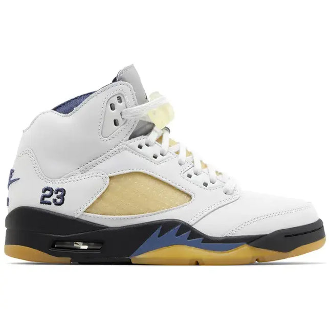 White, gold, and navy blue Air Jordan 5 Retro A Ma Maniére Dawn Women’s sneaker