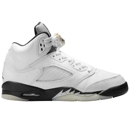 White and black Air Jordan 5 Retro Reverse Metallic sneaker with stylish black features