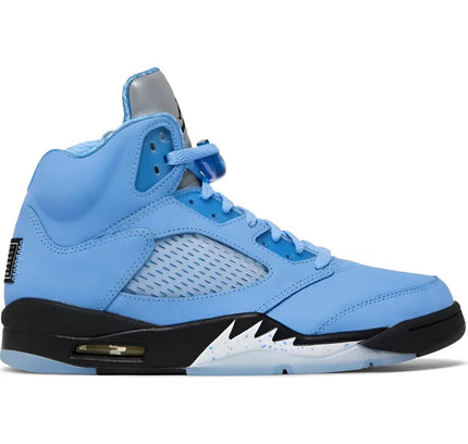 Light blue and black Air Jordan 5 sneaker from Retro UNC University collection