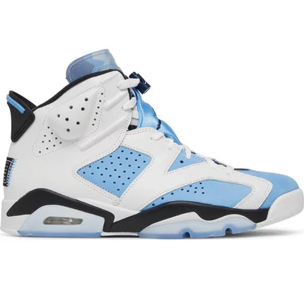 Air Jordan 6 Retro UNC White sneaker in white, light blue, and black colors