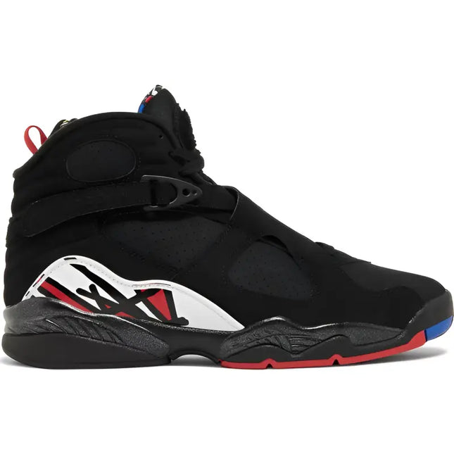 Black Air Jordan 8 sneaker with red and white, inspired by Michael Jordan’s third NBA championship