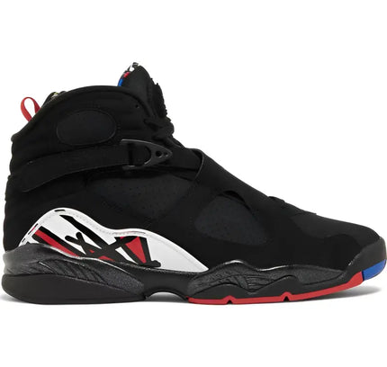 Black Air Jordan 8 sneaker with red and white, inspired by Michael Jordan’s third NBA championship