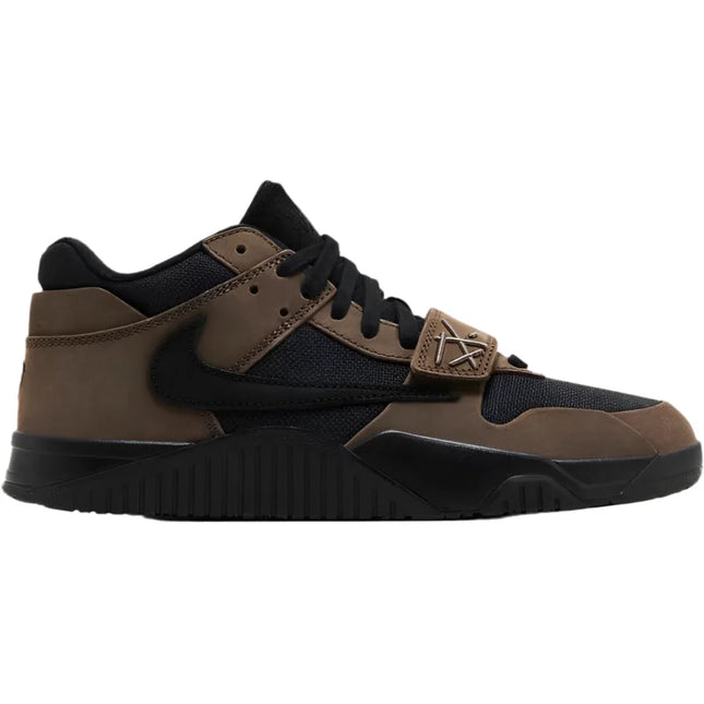 Brown and black Jumpman Jack Travis Scott Dark Mocha athletic sneaker with straps