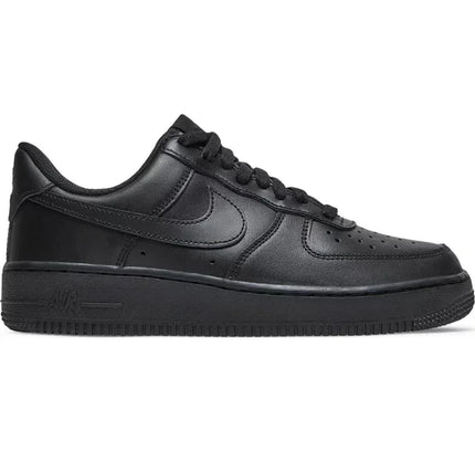 Classic Black Nike Air Force 1 Low ’07 with stitched overlays and rubber sole for women