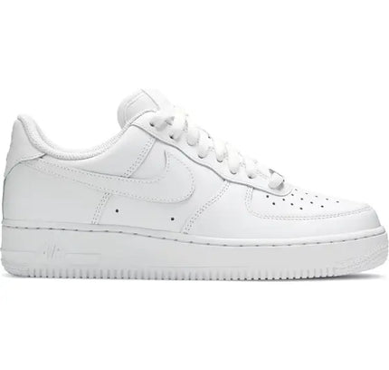 Classic white Nike Air Force 1 Low silhouette for women with perforated leather upper