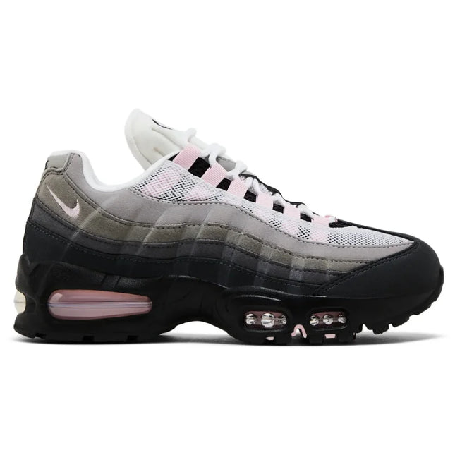 Nike air max 95 og big bubble pink foam sneaker with gradient gray black upper and pink accents on laces air unit
