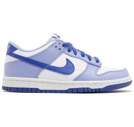 Blue and white Nike Dunk Low sneaker from Nike Dunk Low Blueberry GS collection