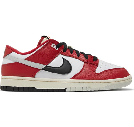 Nike Dunk Low Chicago Split features red and white colorway with black swoosh