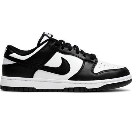 Black and white Nike Dunk Low Retro White Black Panda sneaker for women showcasing classic style
