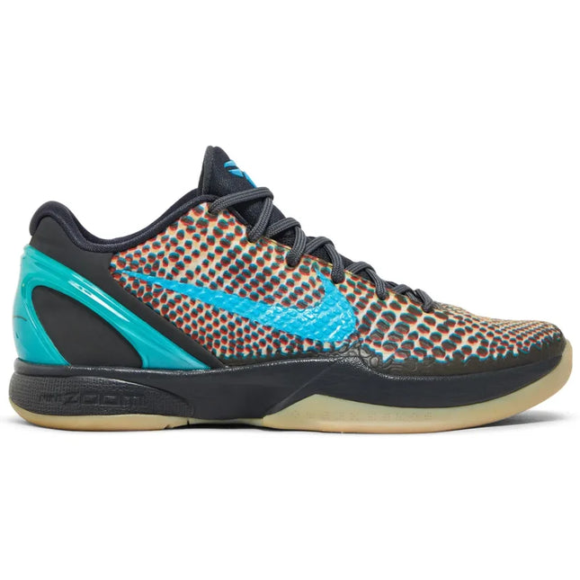 Nike kobe 6 protro asg hollywood 3d basketball shoe with turquoise and black speckled upper design for low dunks nike play