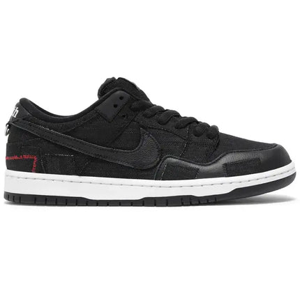 Black Nike SB Dunk Low Wasted Youth sneaker with white midsole, inspired by Japanese streetwear