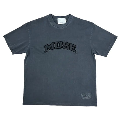 Dark gray OG Patch T-Shirt with MUSE text, perfect for Nike Dunk and Jordan 4 fans