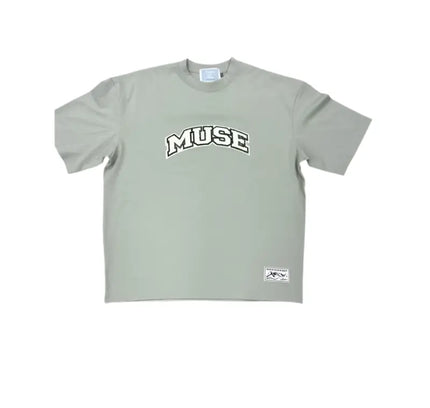 Light gray OG Patch T-Shirt with MUSE text, perfect for pairing with Nike Dunks