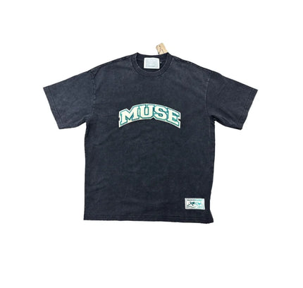 Black OG Patch T-Shirt featuring MUSE in green and white, perfect to pair with Nike Dunks