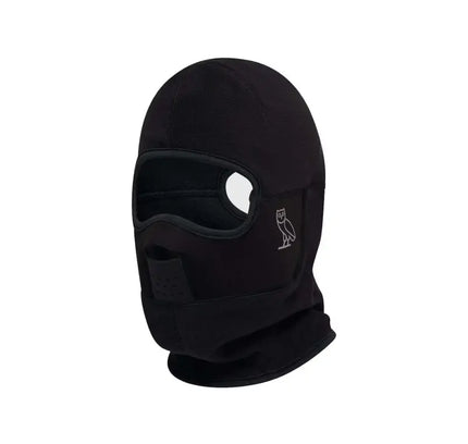 Black OVO Reflective Owl Fleece Balaclava with eye and mouth openings, perfect for Canadian born lifestyle