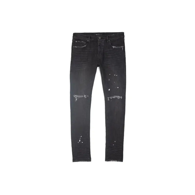 Distressed black denim jeans P001 Black Overspray perfect for pairing with Nike Dunk styles