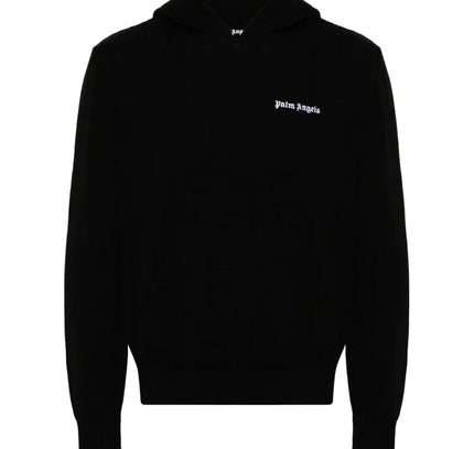 Black Palm Angels Classic Logo EMB Hoody with drawstring hood and ribbed cuffs, perfect for low dunks Nike or Jordan 4 styles