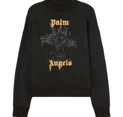 Black Palm Angels Palms Pencil Crew Sweatshirt with gothic graphic print, perfect with Nike Dunk or Jordan 4 sneakers
