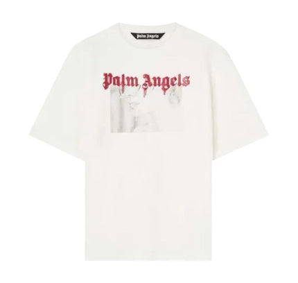 White T-shirt with Palm Angels Portrait Pencil Graphic Print for Portrait Pencil Classic Tee