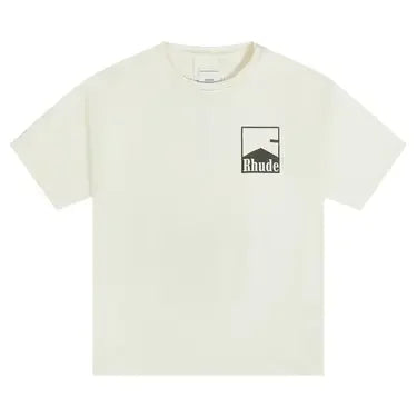 Off-white cotton T-shirt with black and white graphic logo for Nike Dunk or Jordan 4 fans