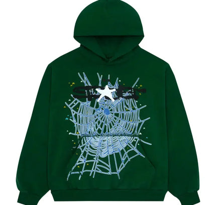 Green hoodie with spiderweb design for Nike Dunk, Jordan 4, or low Dunks Nike fans