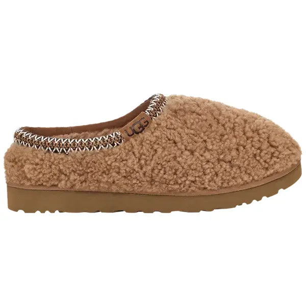 Tan UGG Tasman Maxi Curly Slipper Chestnut with decorative stitching design