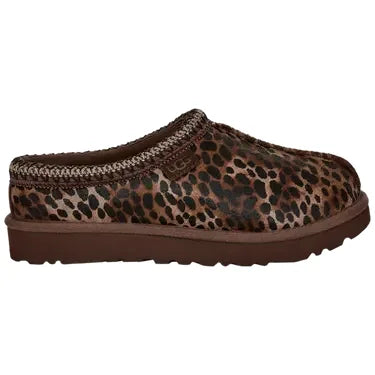 Leopard print UGG Tasman slipper with woven collar, stylish women’s casual footwear