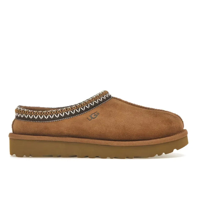 Chestnut UGG Tasman Slipper with decorative knit collar trim from Australian brand’s slippers