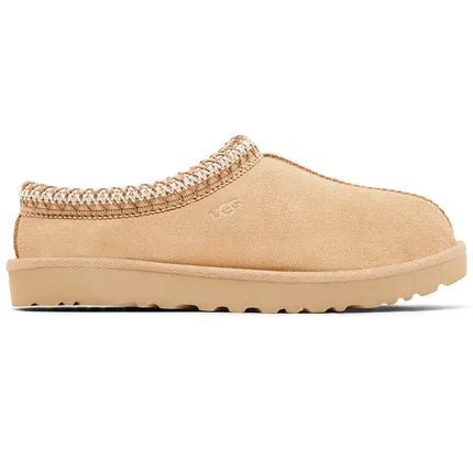 Tan UGG Tasman Slipper Driftwood featuring a knitted collar and durable rubber sole